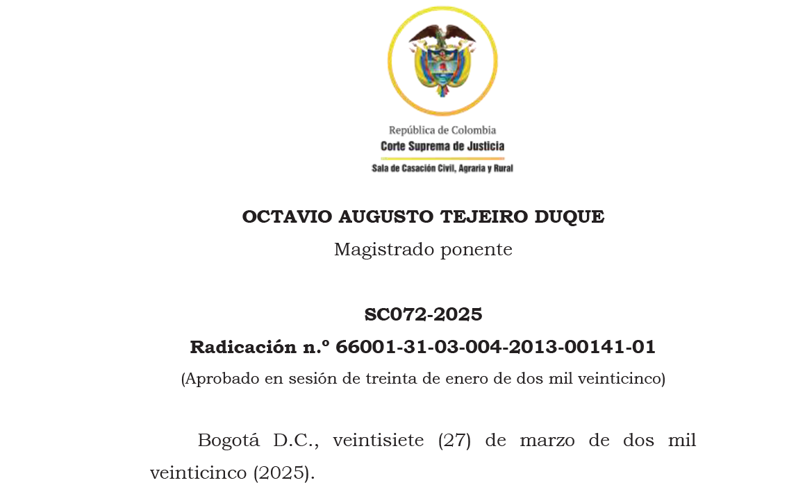 Sentencia SC72-2025 de la Corte Suprema de Justicia del 27 de marzo de